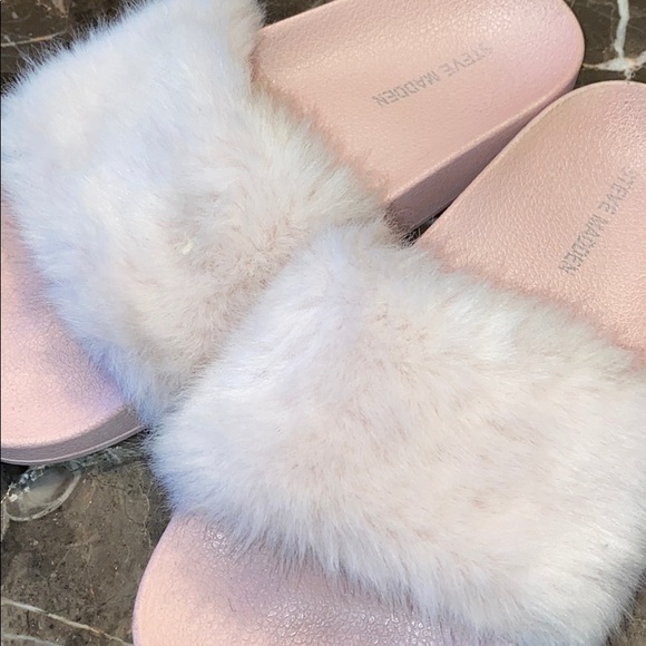 Steve Madden Faux Fur Slides US 8 Pink - Picture 3 of 8